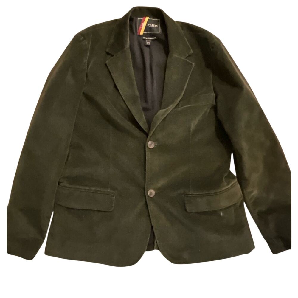 FINK Olive Green Velvet Blazer Sport Coat XL Dark Academia Luxury Menswear EUC